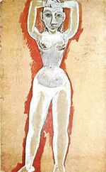 Female nude with her arms raised
